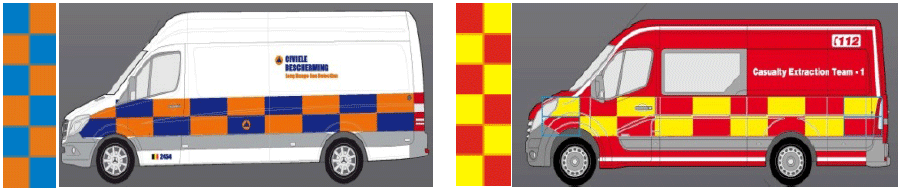 Nouveau striping pour les pompiers & protection civile Vehicules_battenburg